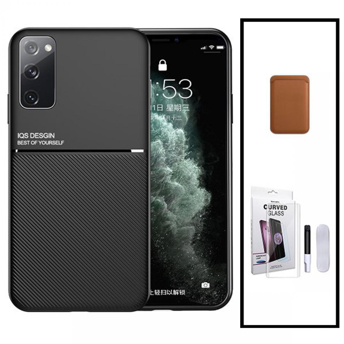 Phonecare - Kit Coque Magnetic Lux + Magentic Wallet Marron + Verre Trempé Nano Curved UV - Samsung Galaxy Note 20 - Coque, étui smartphone