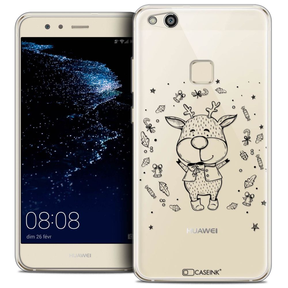 Caseink - Coque Housse Etui Huawei P10 LITE (5.2 ) [Crystal Gel HD Collection Noël 2017 Design Sketchy Cerf - Souple - Ultra Fin - Imprimé en France] - Coque, étui smartphone