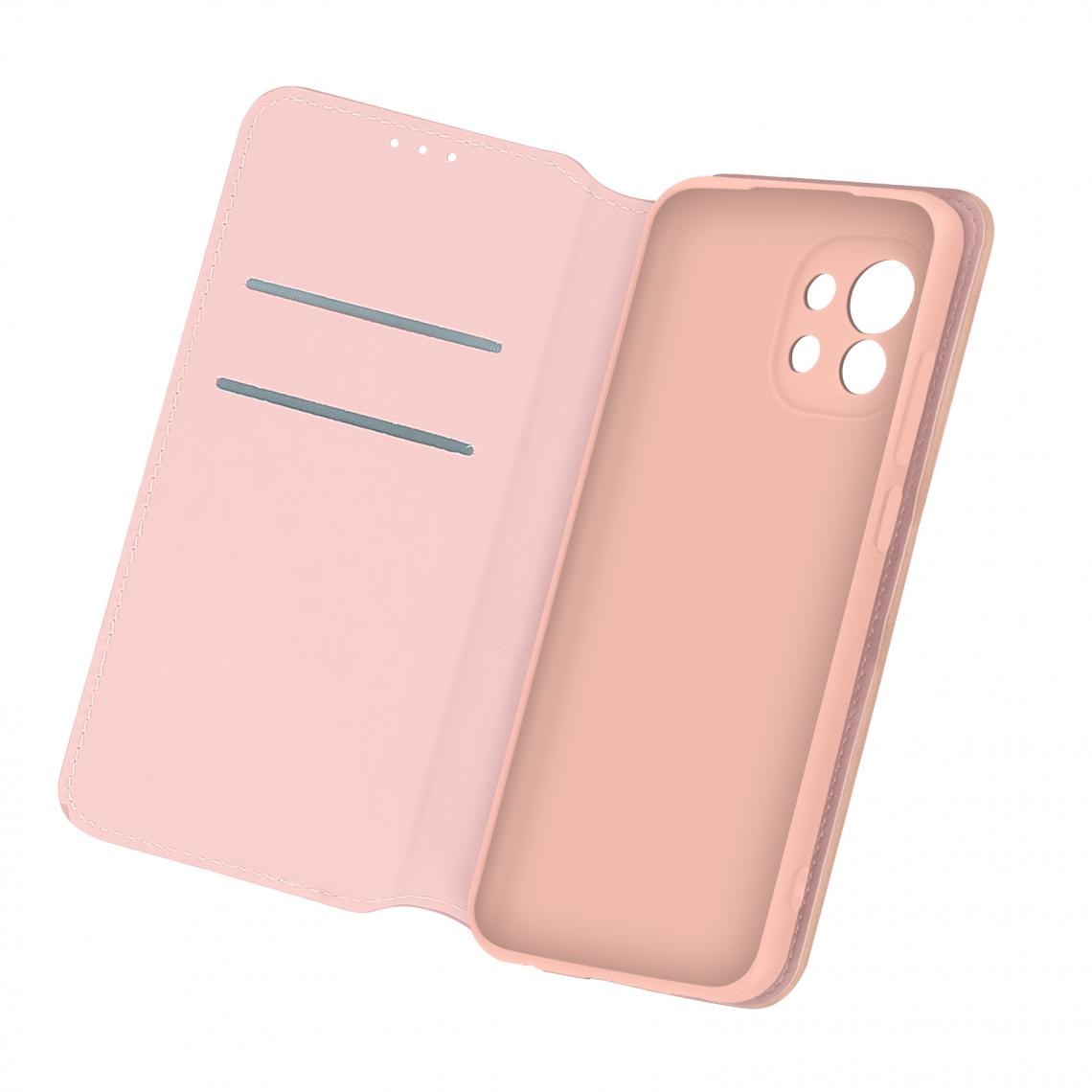 Avizar - Housse Xiaomi Mi 11 5G Étui Folio Portefeuille Fonction Support rose champagne - Coque, étui smartphone