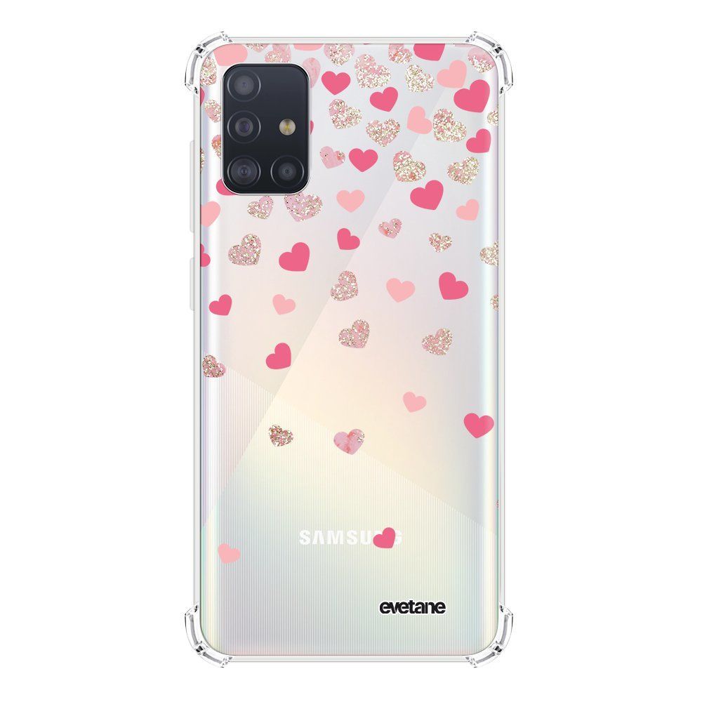 Evetane - Coque Samsung Galaxy A51 5G anti-choc souple avec angles renforcés transparente Coeurs en confettis Evetane - Coque, étui smartphone