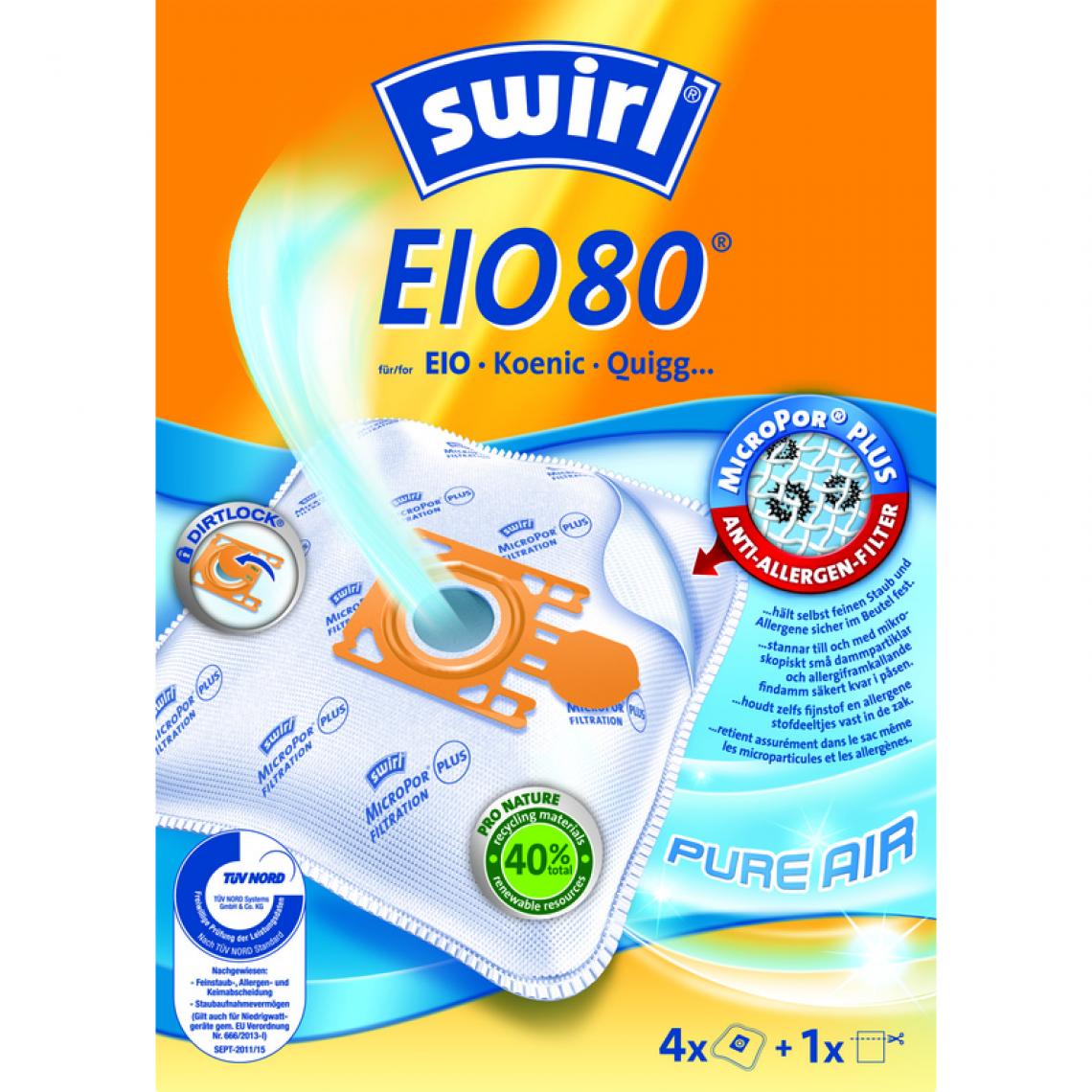 Swirl - swirl Sac d'aspirateur EIO 80, avec filtre MicroporPlus () - Laveur de vitres