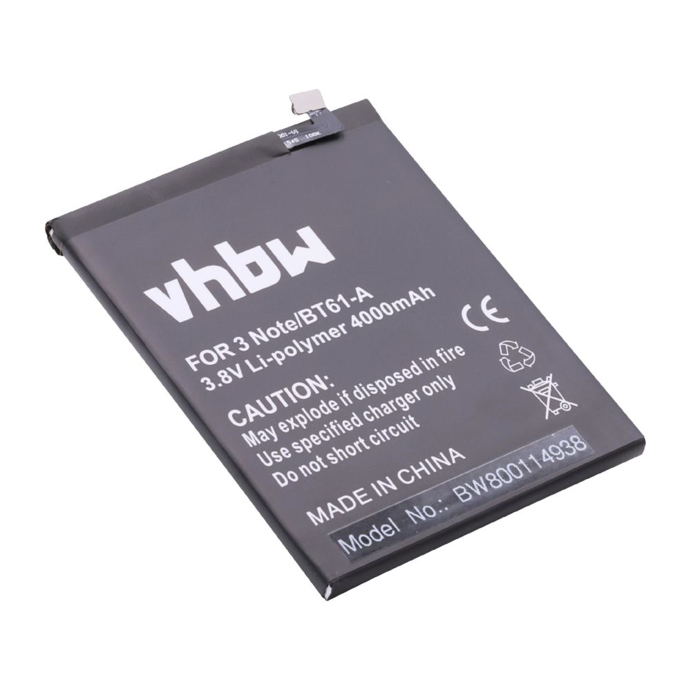 Vhbw - vhbw Li-Polymère batterie 4000mAh (3.85V) pour téléphone smartphone Meizu M3 Note, M3 Note Dual SIM, M3 Note Dual SIM TD-LTE 16GB - Batterie téléphone