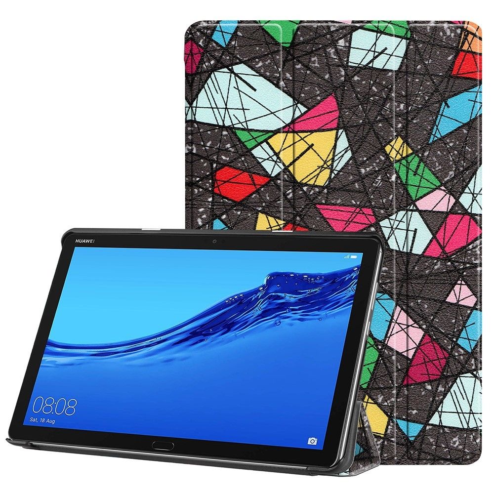 marque generique - Etui en PU tri-fold motif géométrique pour votre Huawei Mediapad C5 10/M5 Lite 10 - Autres accessoires smartphone