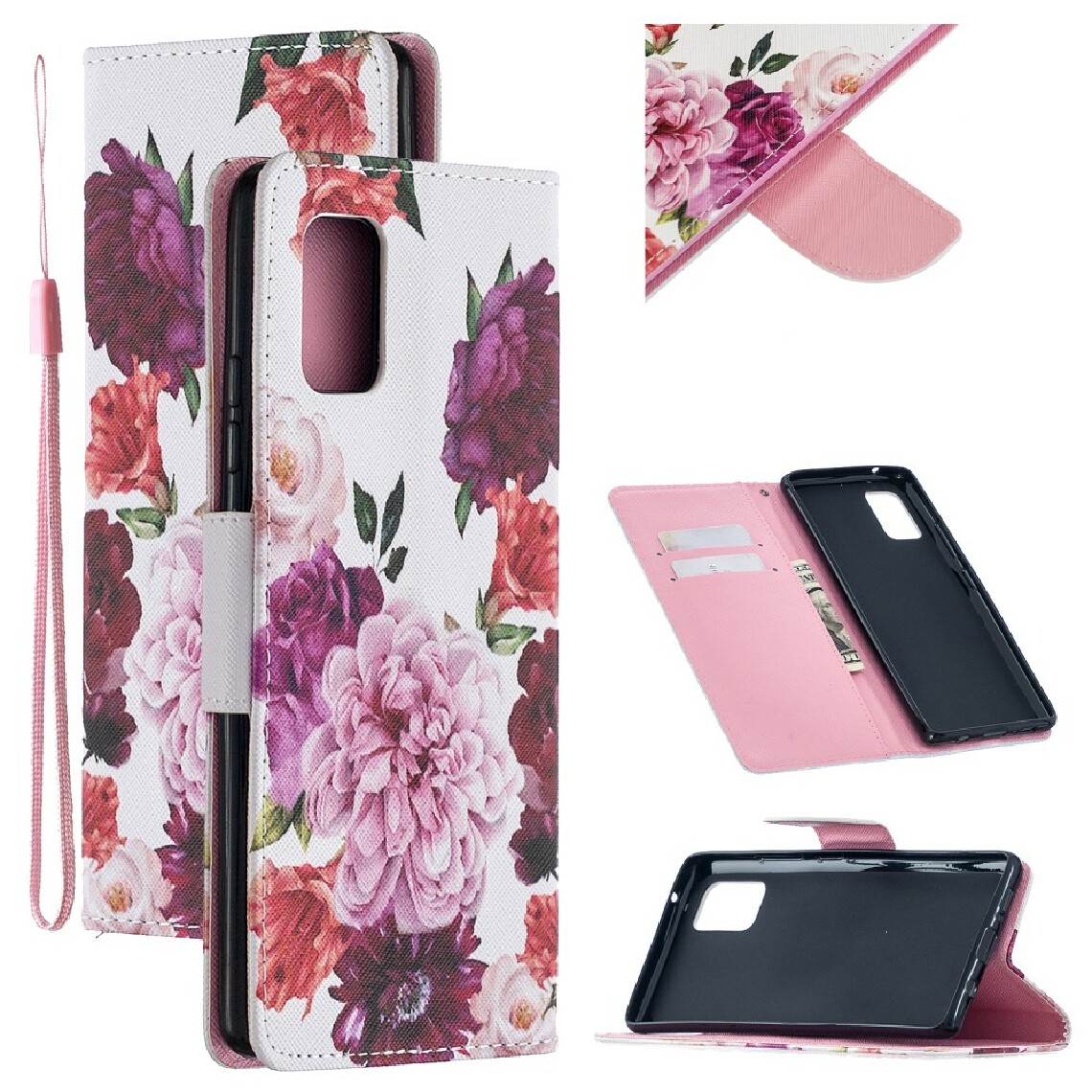 Other - Etui en PU impression de motifs fleur rose pour votre Samsung Galaxy A42 5G - Coque, étui smartphone
