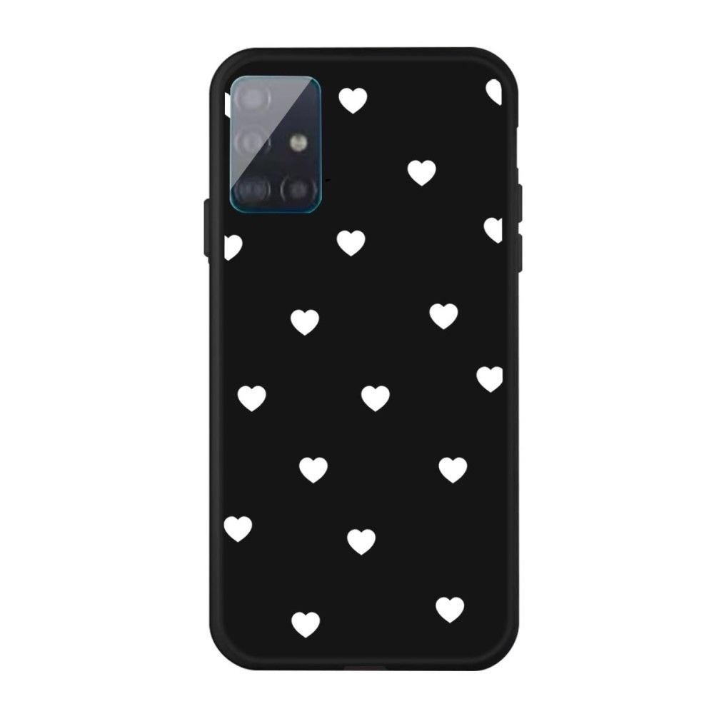 marque generique - Coque en TPU petit motif de coeurs d'amour mat impression noir pour votre Samsung Galaxy A71 - Coque, étui smartphone