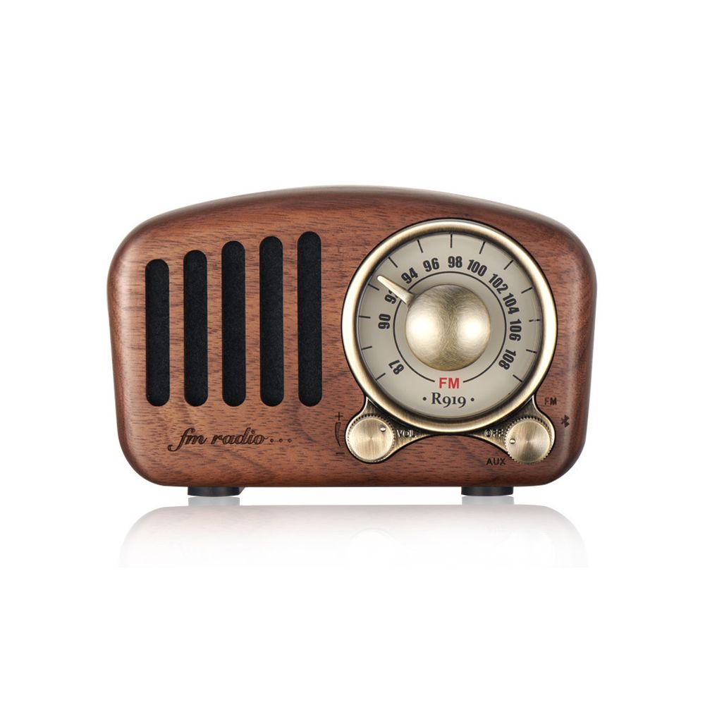 Deoditoo - Mini Haut-Parleur Bluetooth Design Rétro et Radio-FM R919-A/C (Brun Foncé) - Hauts-parleurs