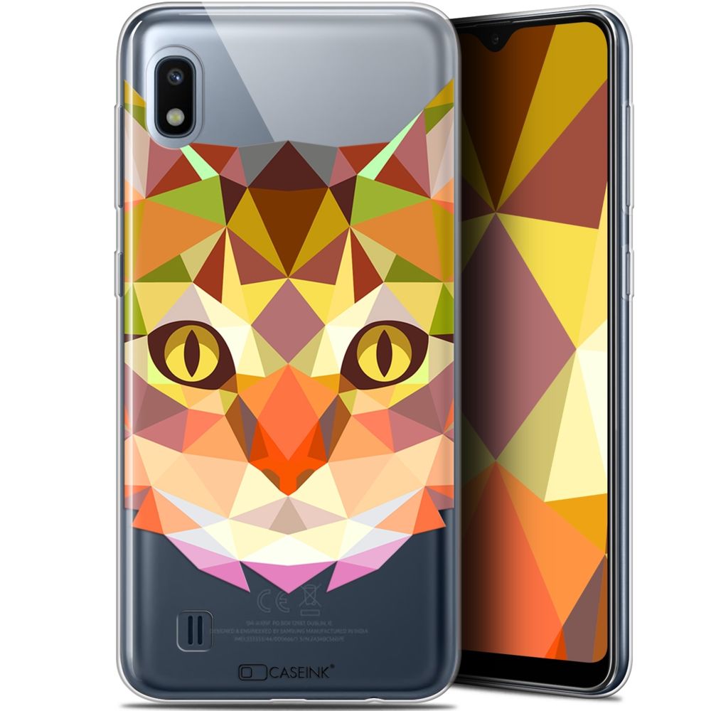 Caseink - Coque Pour Samsung Galaxy A10 (6.2 ) [Gel HD Polygon Series Animal - Souple - Ultra Fin - Imprimé en France] Chat - Coque, étui smartphone