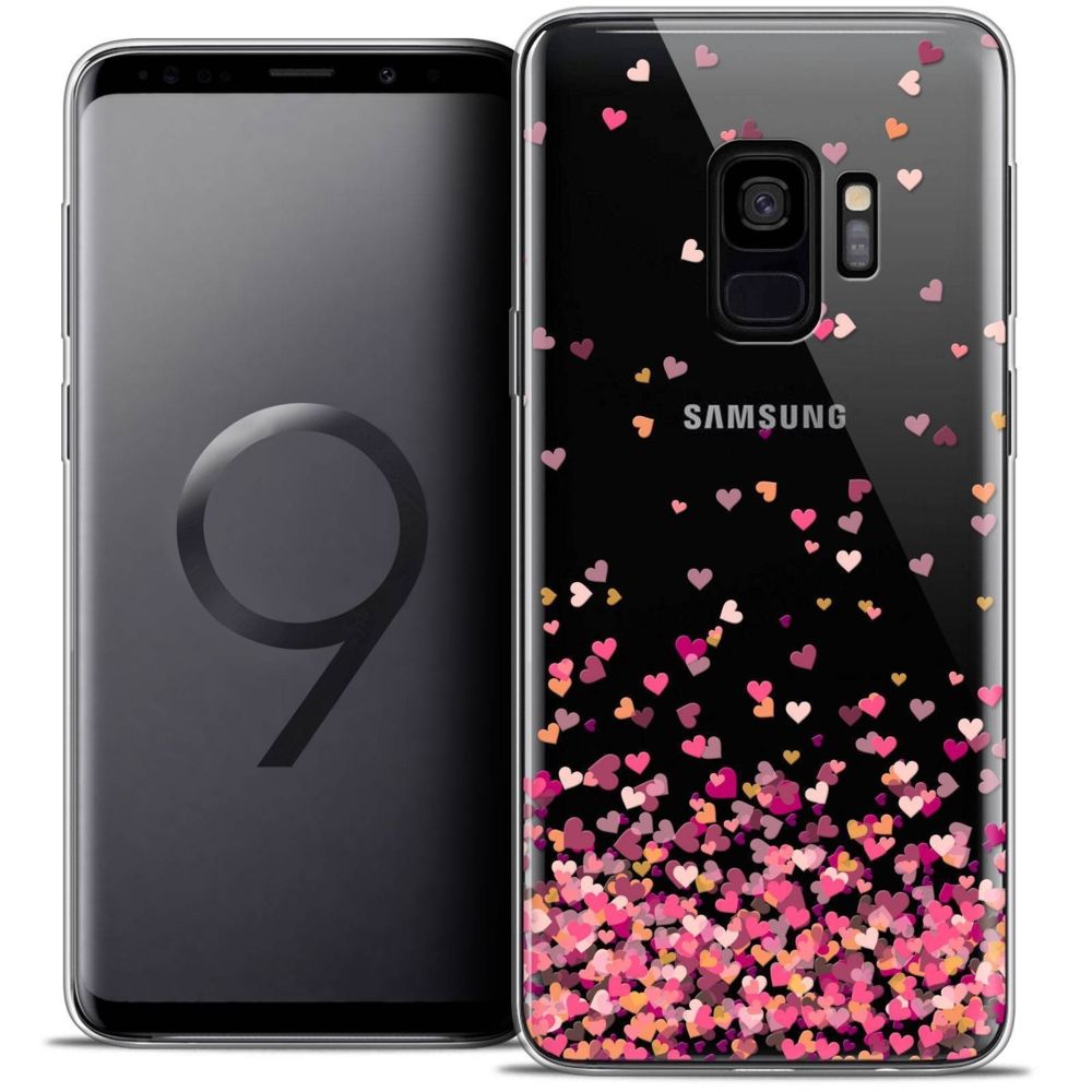 Caseink - Coque Housse Etui Samsung Galaxy S9 (5.8 ) [Crystal Gel HD Collection Sweetie Design Heart Flakes - Souple - Ultra Fin - Imprimé en France] - Coque, étui smartphone