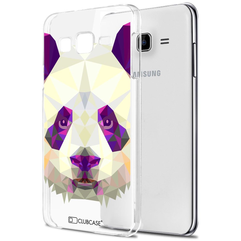 Caseink - Coque Housse Etui Samsung Galaxy J7 (J700) [Crystal HD Polygon Series Animal - Rigide - Ultra Fin - Imprimé en France] - Panda - Coque, étui smartphone