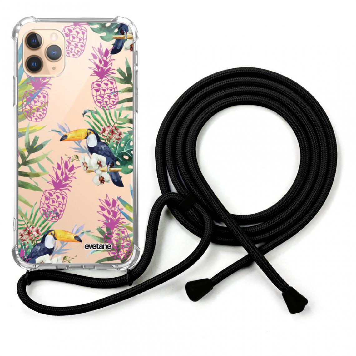 Evetane - Coque iPhone 11 Pro coque avec cordon transparente Jungle Tropicale - Coque, étui smartphone