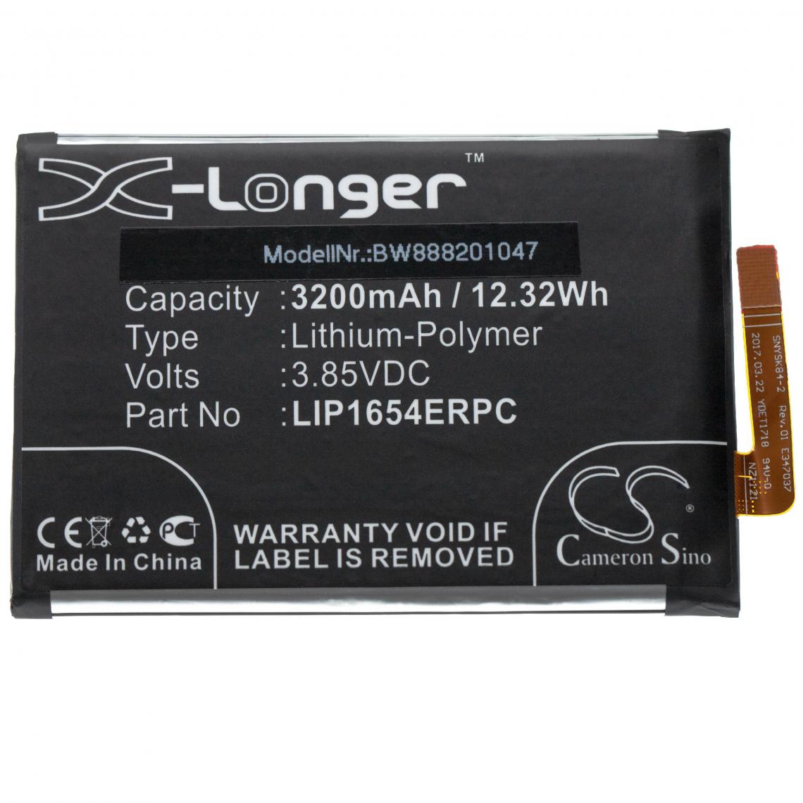 Vhbw - vhbw batterie remplace Sony LIP1654ERPC pour smartphone (3200mAh, 3.85V, Li-Polymère) - Batterie téléphone