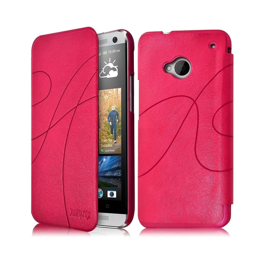 Karylax - Coque Housse Etui à rabat latéral et porte-carte Couleur Rose Fushia pour HTC One M7 + Film de Protection - Autres accessoires smartphone