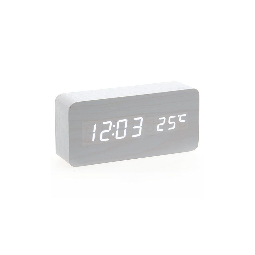marque generique - Horloge Réveil Alarme Digital LED en Bois Imitation Thermomètre Température USB AAA 115 - Météo connectée