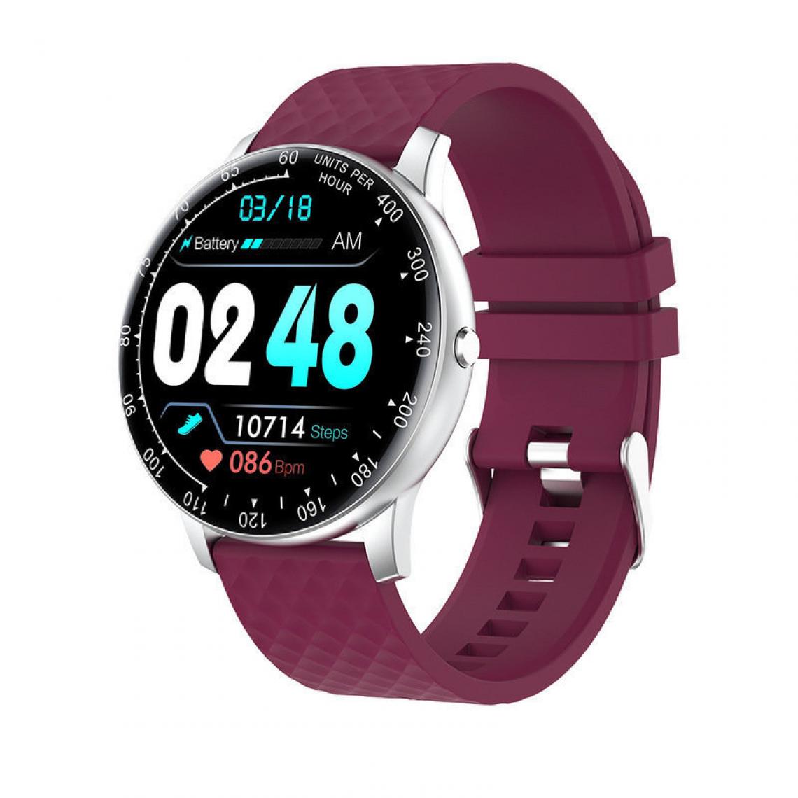 Chronotech Montres - Smart Watch Heart Rate Blood Pressure Smartwatch Waterproof Watch Pedometer Stopwatch (Purple) - Montre connectée