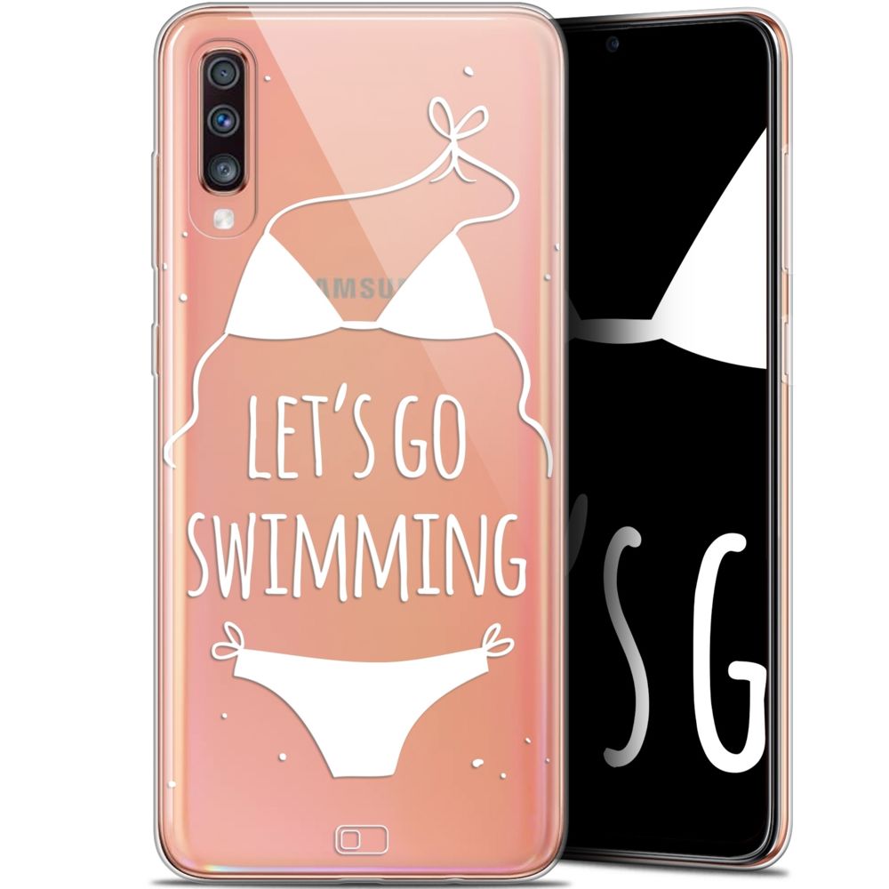 Caseink - Coque Pour Samsung Galaxy A70 (6.7 ) [Gel HD Collection Summer Design Let's Go Swim - Souple - Ultra Fin - Imprimé en France] - Coque, étui smartphone