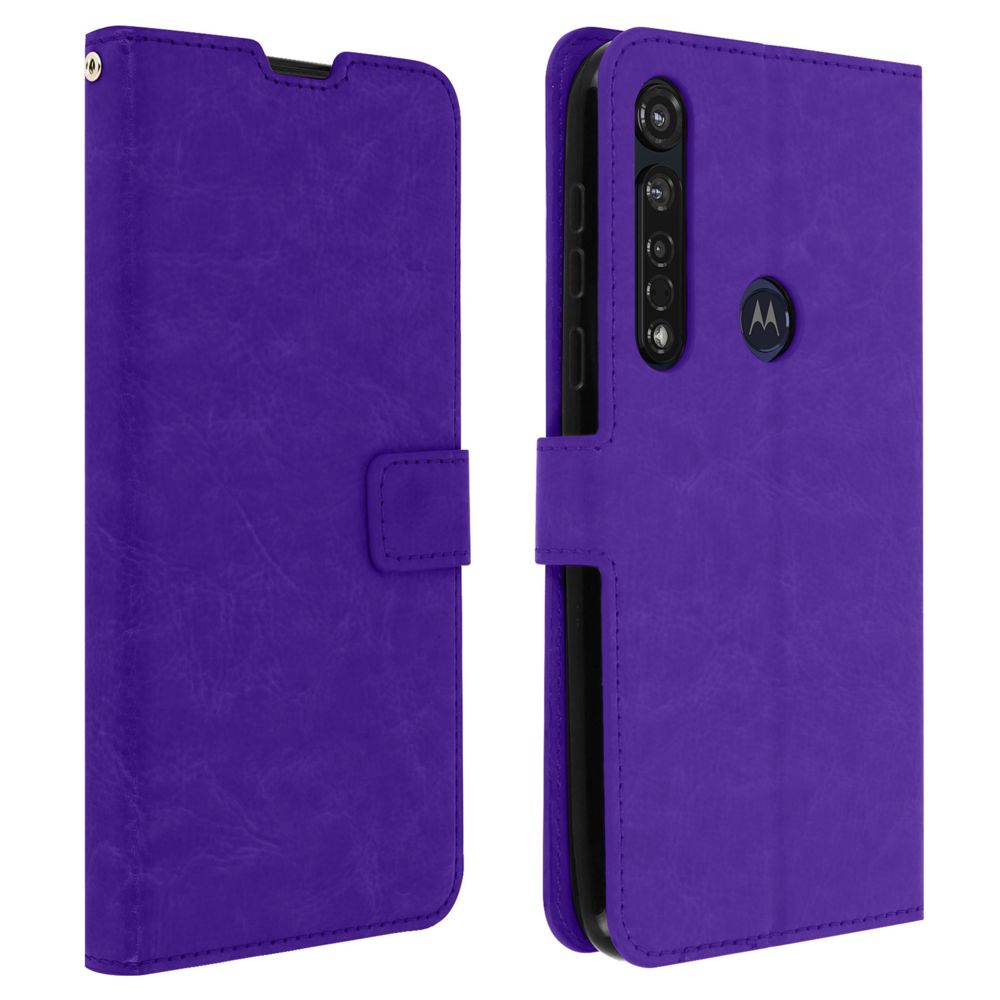 Avizar - Housse Motorola Moto G8 Plus Porte-carte Fonction Support Vintage violet - Coque, étui smartphone