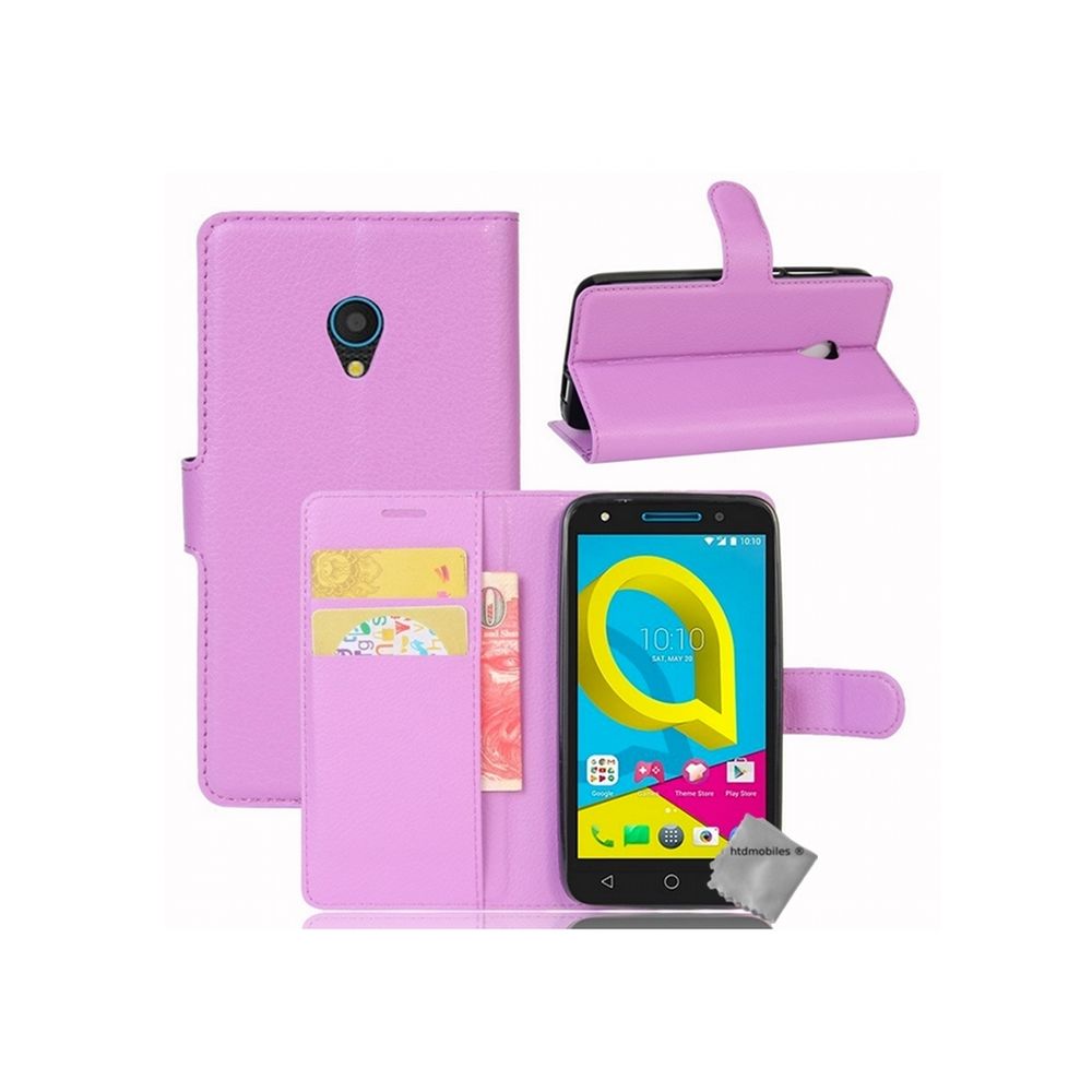 Htdmobiles - Housse etui coque pochette portefeuille pour Alcatel U5 + film ecran - MAUVE - Autres accessoires smartphone