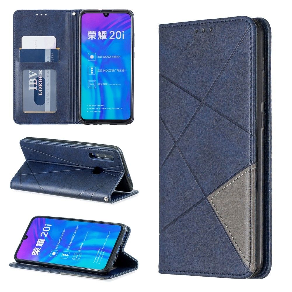 marque generique - Etui en PU motif géométrique avec porte-carte bleu foncé pour votre Huawei P Smart Plus 2019/Enjoy 9s/Honor 10i - Coque, étui smartphone
