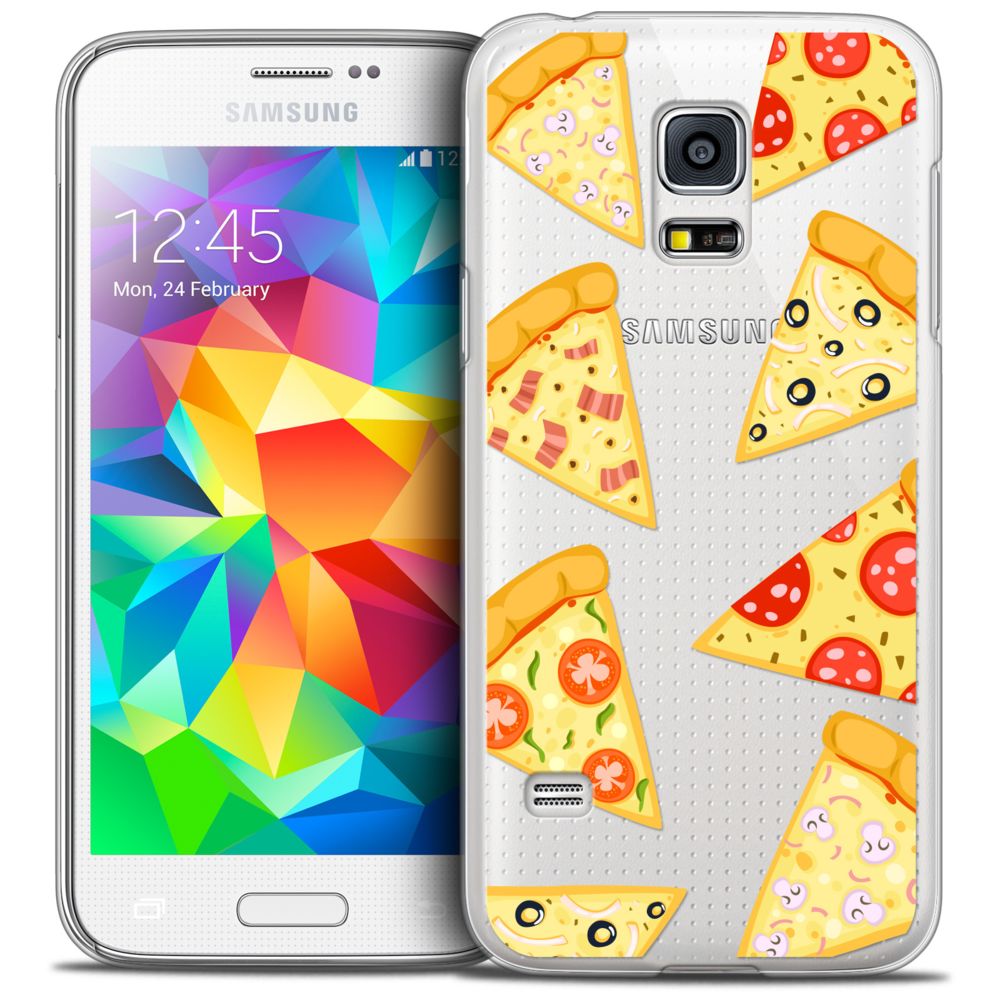 Caseink - Coque Housse Etui Samsung Galaxy S5 [Crystal HD Collection Foodie Design Pizza - Rigide - Ultra Fin - Imprimé en France] - Coque, étui smartphone