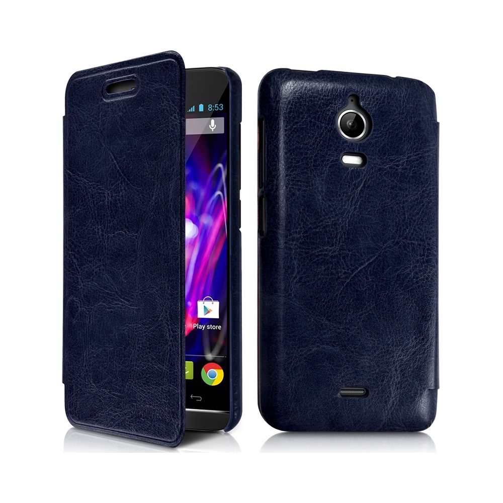 Karylax - Housse Coque Etui à rabat latéral Couleur Bleu pour Wiko Wax 4G + Film de protection - Autres accessoires smartphone