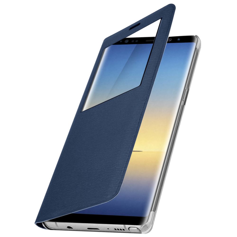 Avizar - Housse Galaxy Note 8 Etui Fenêtre Protection à Clapet Ultra-fin Flip Case Bleu - Coque, étui smartphone