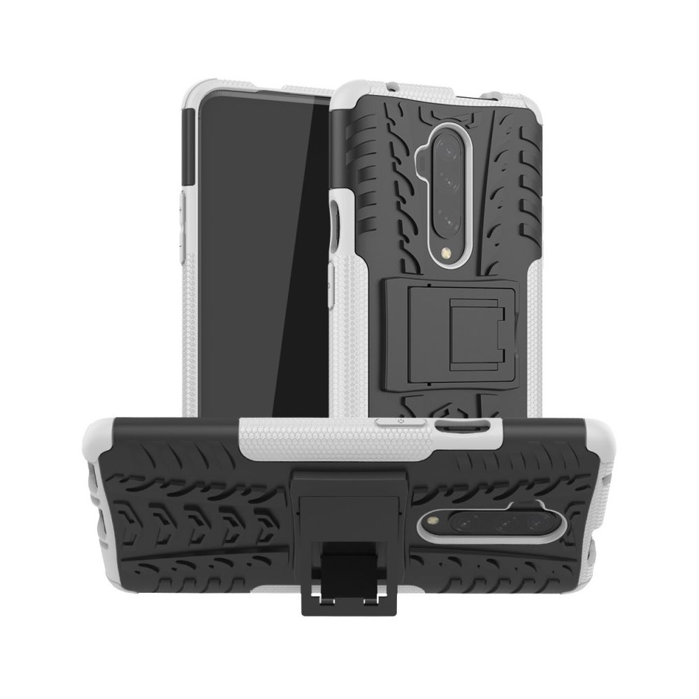 Wewoo - Coque Pour OnePlus 7T Pro Texture de pneu TPU antichoc + PC Housse de protection avec support blanc - Coque, étui smartphone