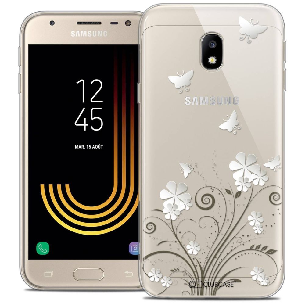 Caseink - Coque Housse Etui Samsung Galaxy J3 2017 J320 (5 ) [Crystal Gel HD Collection Summer Design Papillons - Souple - Ultra Fin - Imprimé en France] - Coque, étui smartphone