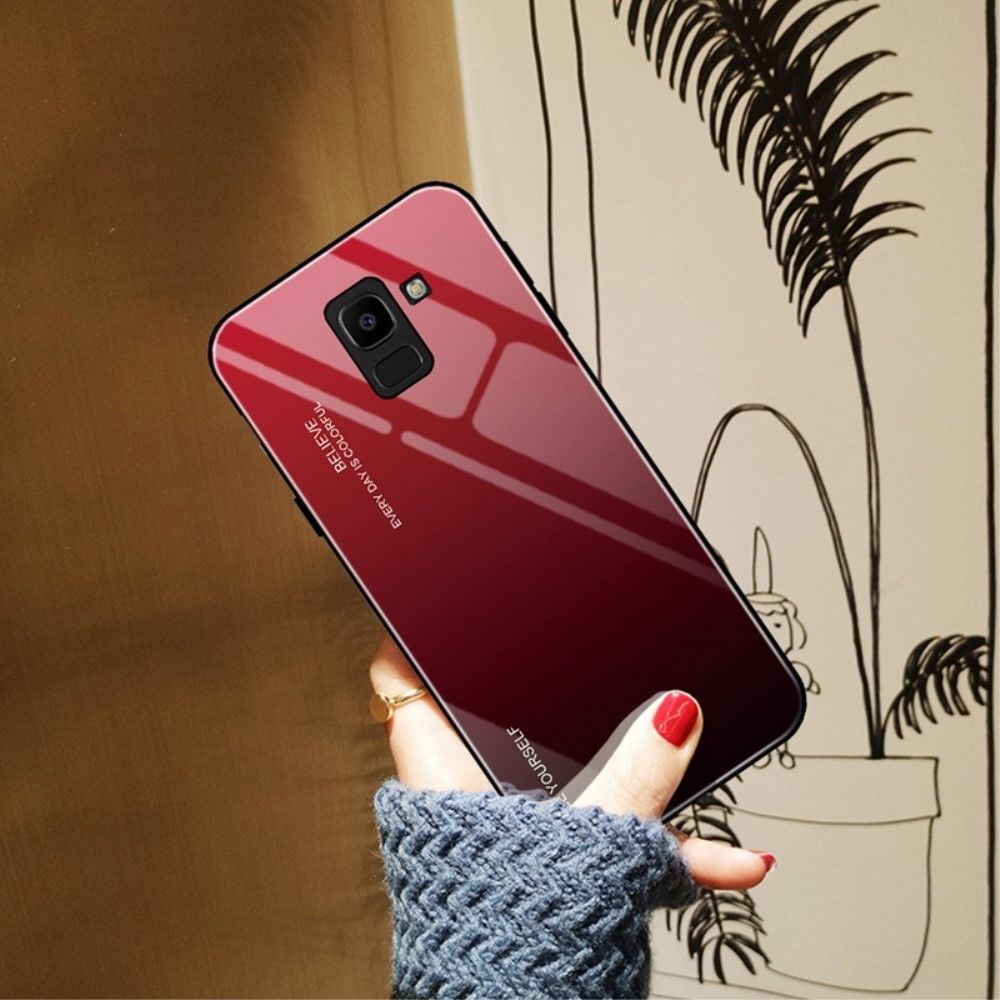 marque generique - Coque en TPU verre hybride dégradé rouge pour votre Samsung Galaxy J6 (2018) - Coque, étui smartphone