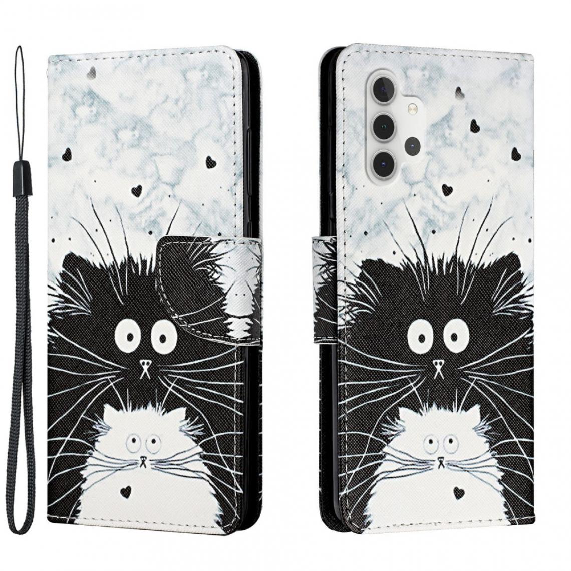 Other - Etui en PU Impression de motifs avec support chat noir et blanc pour votre Samsung Galaxy A32 4G (EU Version) - Coque, étui smartphone