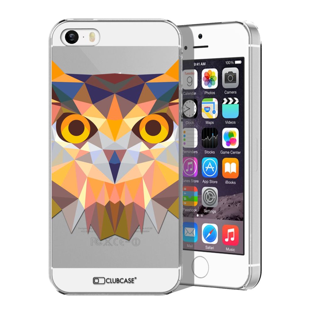 Caseink - Coque Housse Etui iPhone 5 / 5S / SE [Crystal HD Polygon Series Animal - Rigide - Ultra Fin - Imprimé en France] - Hibou - Coque, étui smartphone