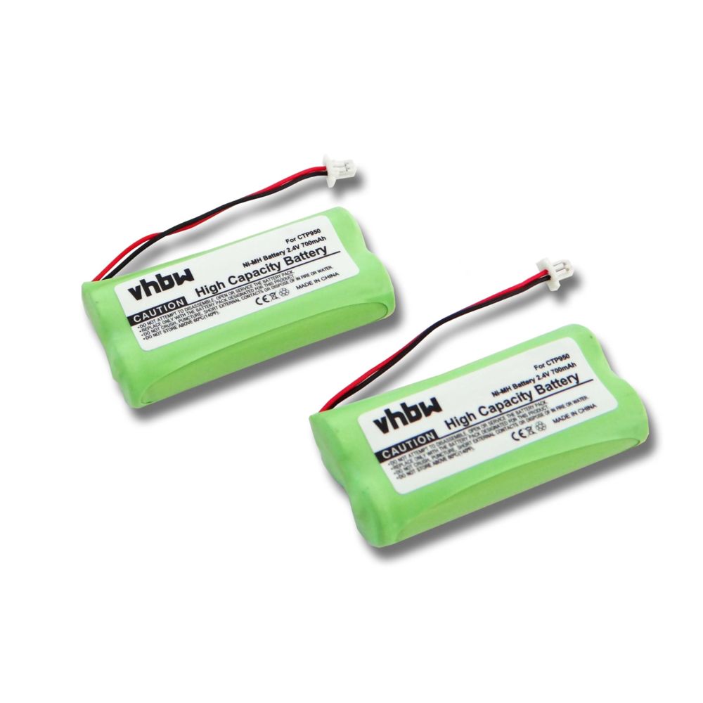 Vhbw - vhbw 2x NiMH Batterie 700mAh (2.4V) pour téléphone fixe sans fil Bang & Olufsen BeoCom 4 comme CTP950 - Batterie téléphone