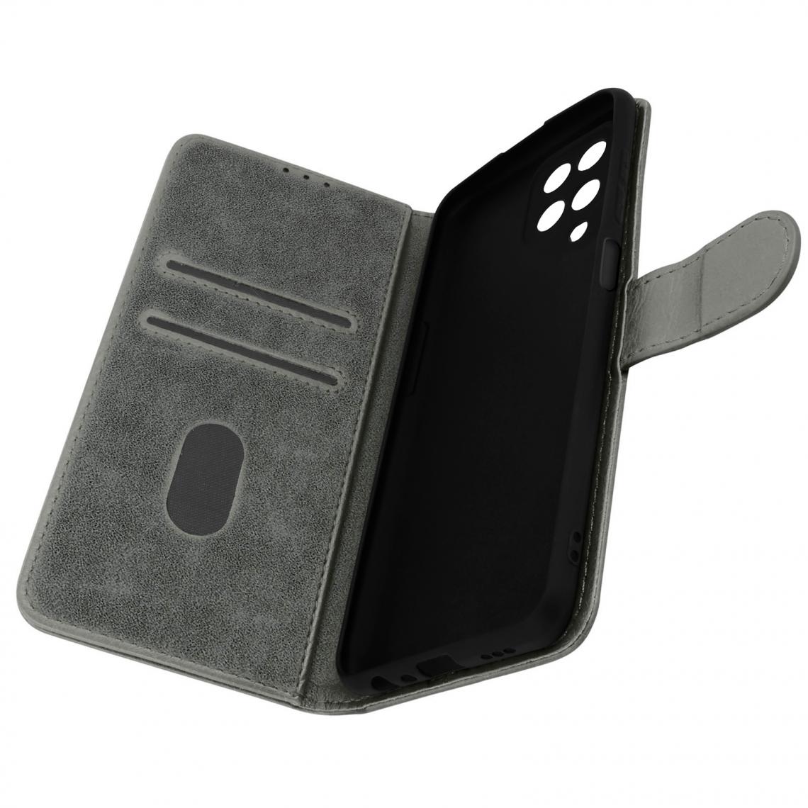 Avizar - Étui Samsung Galaxy M12 Protection avec Porte-carte Fonction Support gris - Coque, étui smartphone