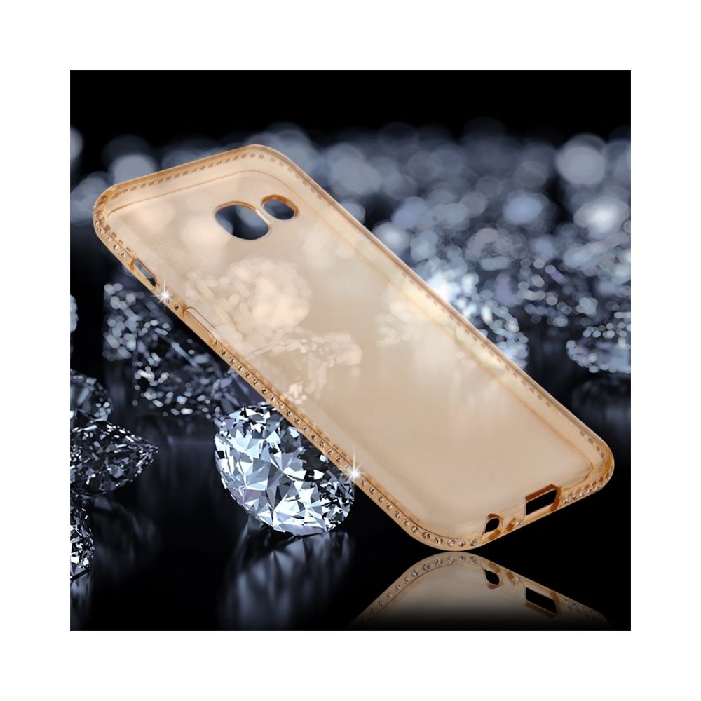 Wewoo - Coque Transparent et or pour Samsung Galaxy A7 2017 Diamant Incrusté Souple TPU Cas de Couverture Arrière de Protection - Coque, étui smartphone