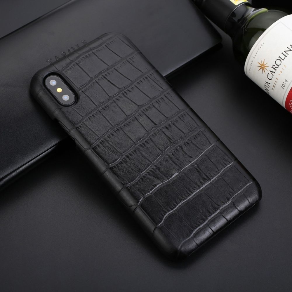 Wewoo - Coque Souple Étui de protection en cuir de vachette antichoc à la texture de crocodile pour iPhone XR noir - Coque, étui smartphone