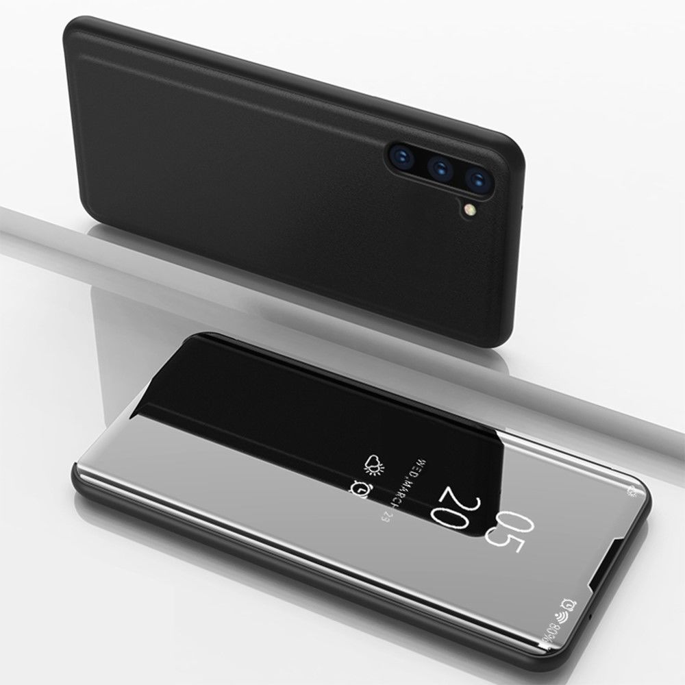 marque generique - Etui en PU surface de miroir de la fenêtre de vue avec support noir pour votre Samsung Galaxy Note 10 - Coque, étui smartphone