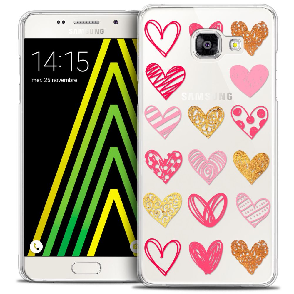 Caseink - Coque Housse Etui Samsung Galaxy A5 2016 (A510) [Crystal HD Collection Sweetie Design Doodling Hearts - Rigide - Ultra Fin - Imprimé en France] - Coque, étui smartphone
