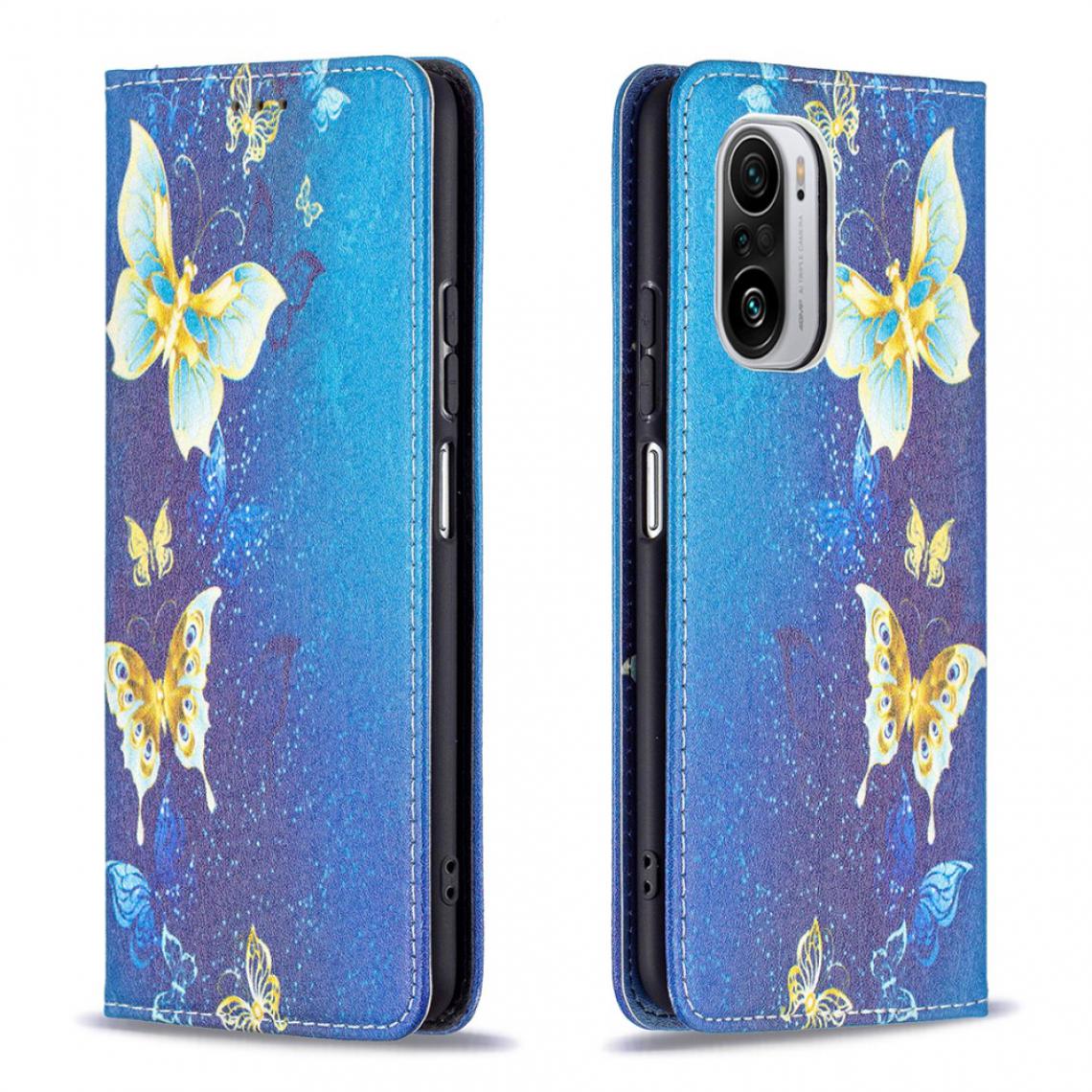 Other - Etui en PU Impression de motifs élégants Conception auto-absorbée avec support papillons d'or pour votre Xiaomi Redmi K40/K40 Pro/Mi 11i/Poco F3 - Coque, étui smartphone