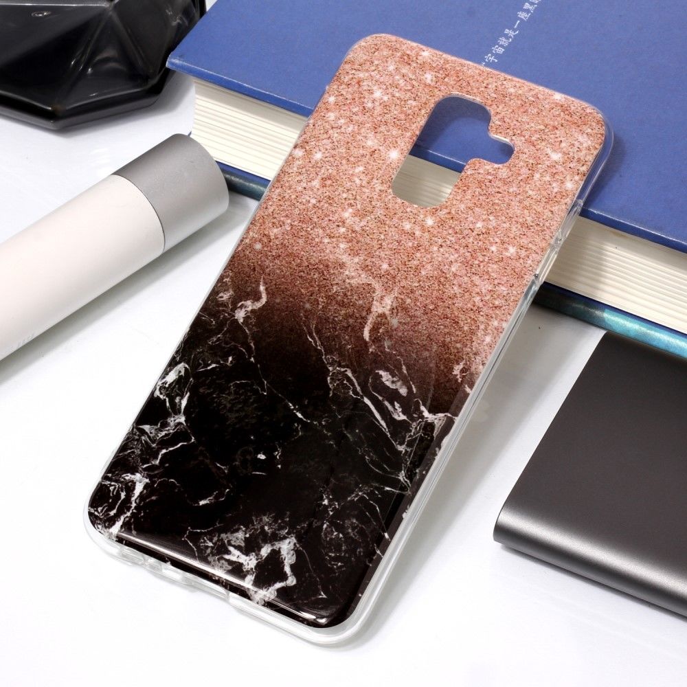 marque generique - Coque en TPU marbre doux noir/rose pour votre Samsung Galaxy A6 Plus (2018)/A9 Star Lite - Autres accessoires smartphone