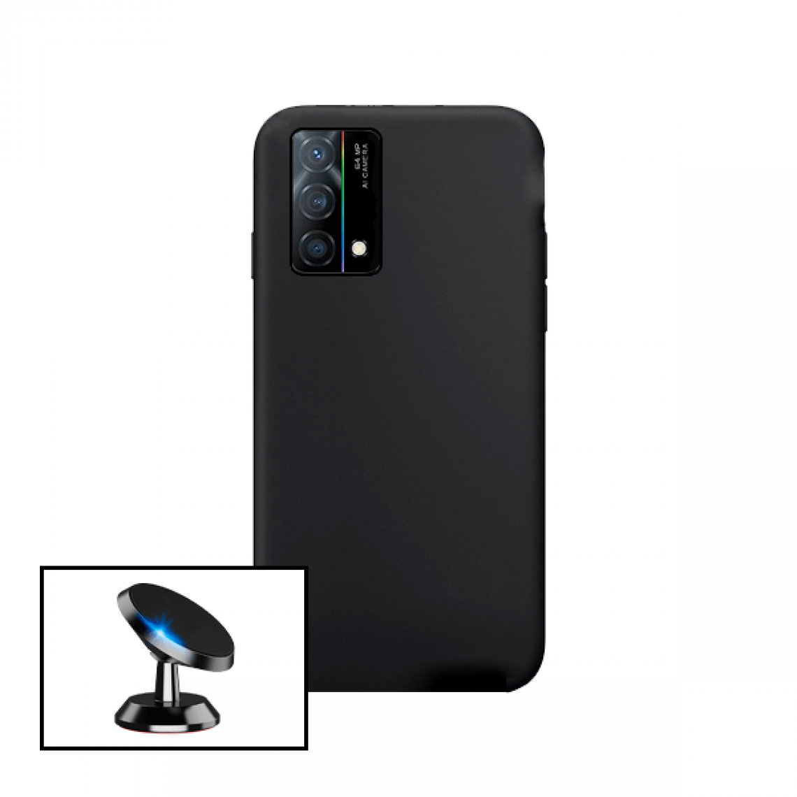 Phonecare - Kit de Support Magnétique de Voiture + Coque en Silicone Liquide pour OPPO K9 - Coque, étui smartphone