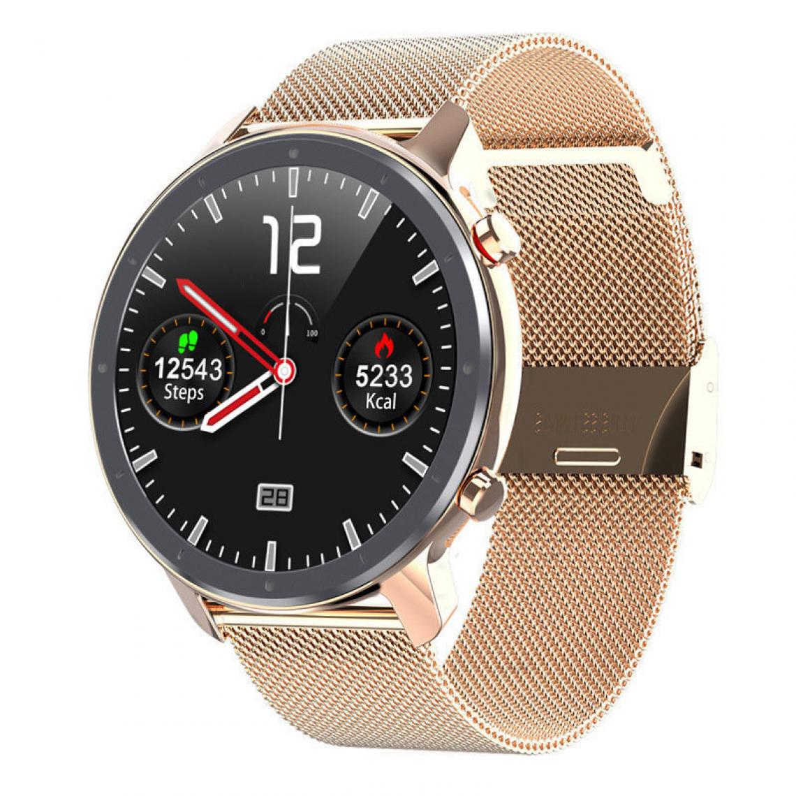 Chronotech Montres - Chronus L11 smartwatch with 1.3inch touch screen, waterproof IP68, activity tracker, sports, pedometer(gold) - Montre connectée