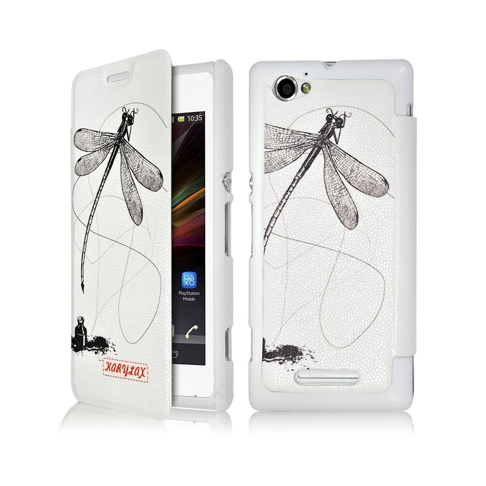 Karylax - Coque Housse Etui à rabat latéral et porte-carte pour Sony Xperia M avec motif LM01 + Film de Protection - Autres accessoires smartphone