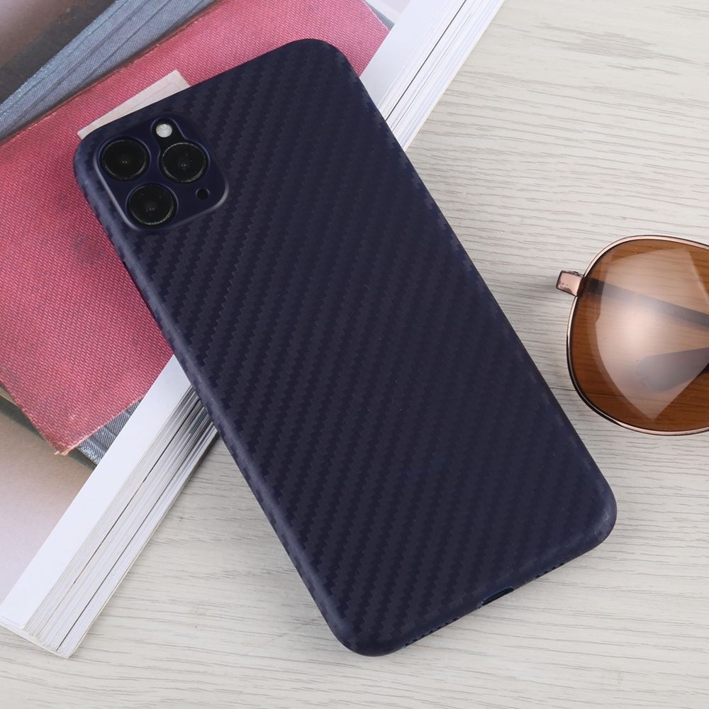 Wewoo - Coque Pour iPhone 11 Pro étui de protection en fibre de carbone PP Texture bleu - Coque, étui smartphone