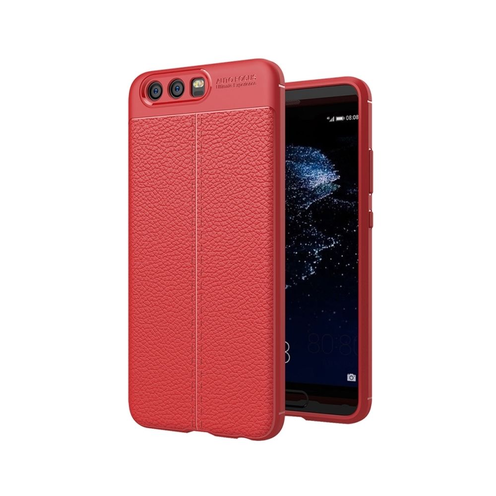 Wewoo - Coque rouge pour Huawei P10 Plus Litchi Texture TPU étui de protection arrière - Coque, étui smartphone
