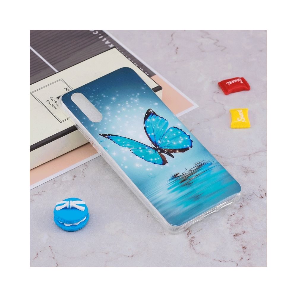Wewoo - Coque bleu pour Huawei P20 Pro Noctilucent Motif Papillon TPU Doux Retour Housse De Protection - Coque, étui smartphone