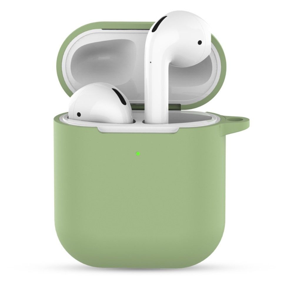 marque generique - Coque en silicone recharge sans fil avec porte-clés vert clair pour votre Apple AirPods - Coque, étui smartphone