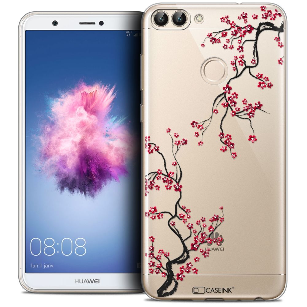 Caseink - Coque Housse Etui Huawei P Smart (5.7 ) [Crystal Gel HD Collection Summer Design Sakura - Souple - Ultra Fin - Imprimé en France] - Coque, étui smartphone