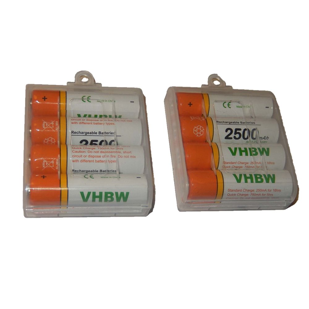 Vhbw - Lot 8 piles rechargeables vhbw AA Micro R3, HR03 2500mAh pour Leica Disto D8, Makita SK102, SK102Z, rafraîchisseur Airwick, Omron M500, BF-511 - Batterie téléphone