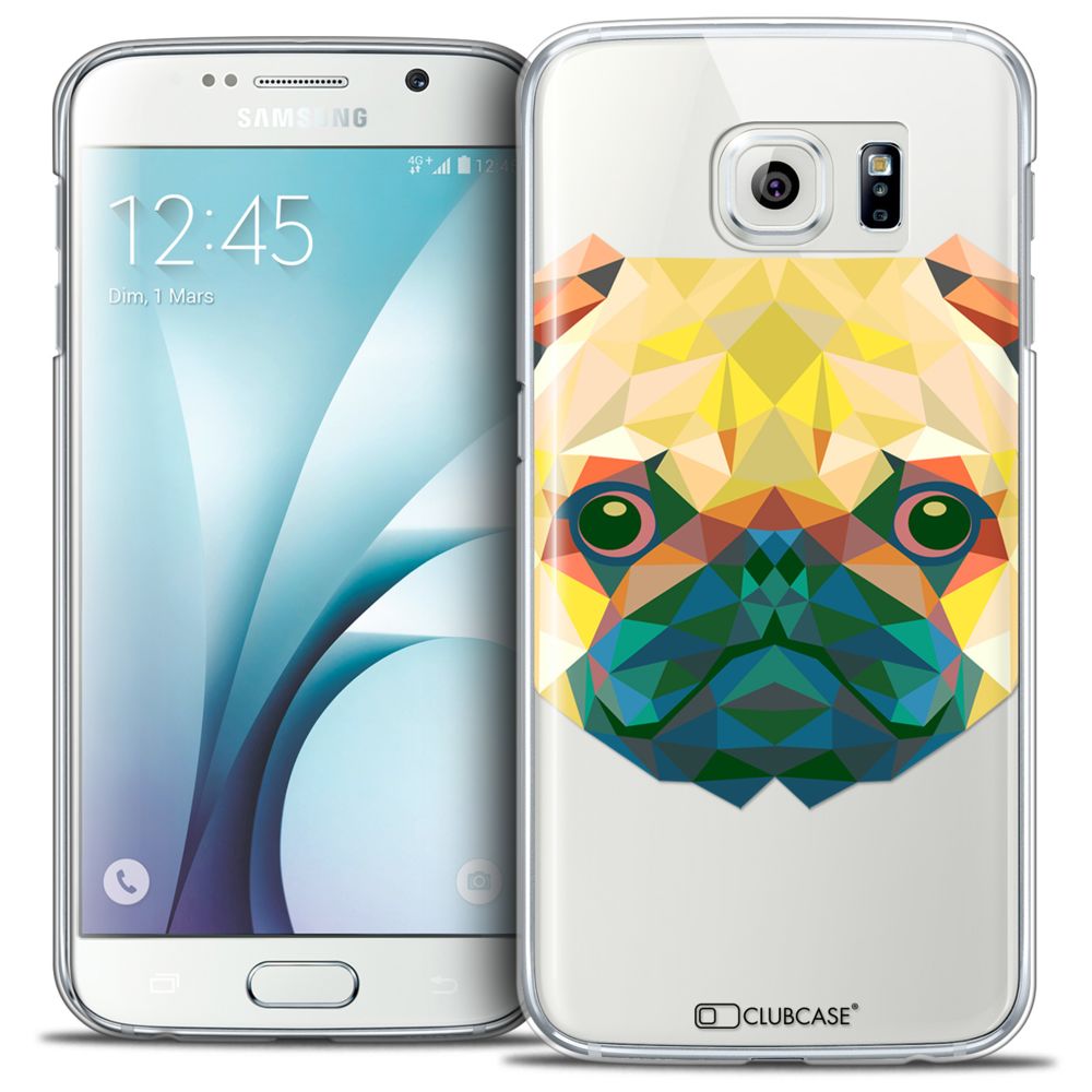 Caseink - Coque Housse Etui Galaxy S6 [Crystal HD Polygon Series Animal - Rigide - Ultra Fin - Imprimé en France] - Chien - Coque, étui smartphone