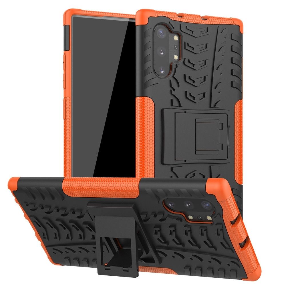 Wewoo - Housse Étui Coque Pour Galaxy Note 10 Plus Antichoc TPU + PC Texture de pneu Orange - Coque, étui smartphone