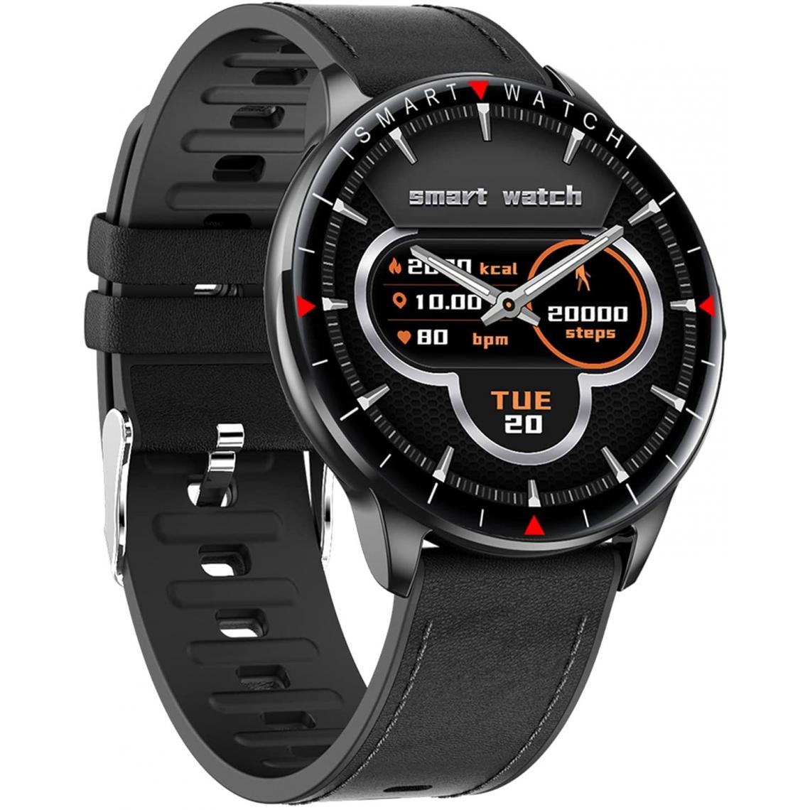 Chronotech Montres - Chronus Montre Connectées Fitness Tracker Pedometer Calories Wrist Waterproof IP68 Smart Watch With Stopwatch Notifications Messages For Android iOS(black) - Montre connectée